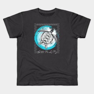 Tribal line Art Turtle/Baybayin word Karagatan (Ocean) Kids T-Shirt